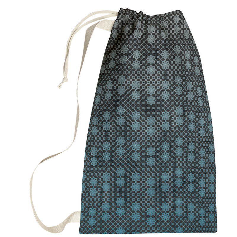 Sac à linge en treillis, Petit (H 64 po x l 20 po x P 1,5 po), Bleu / gris
