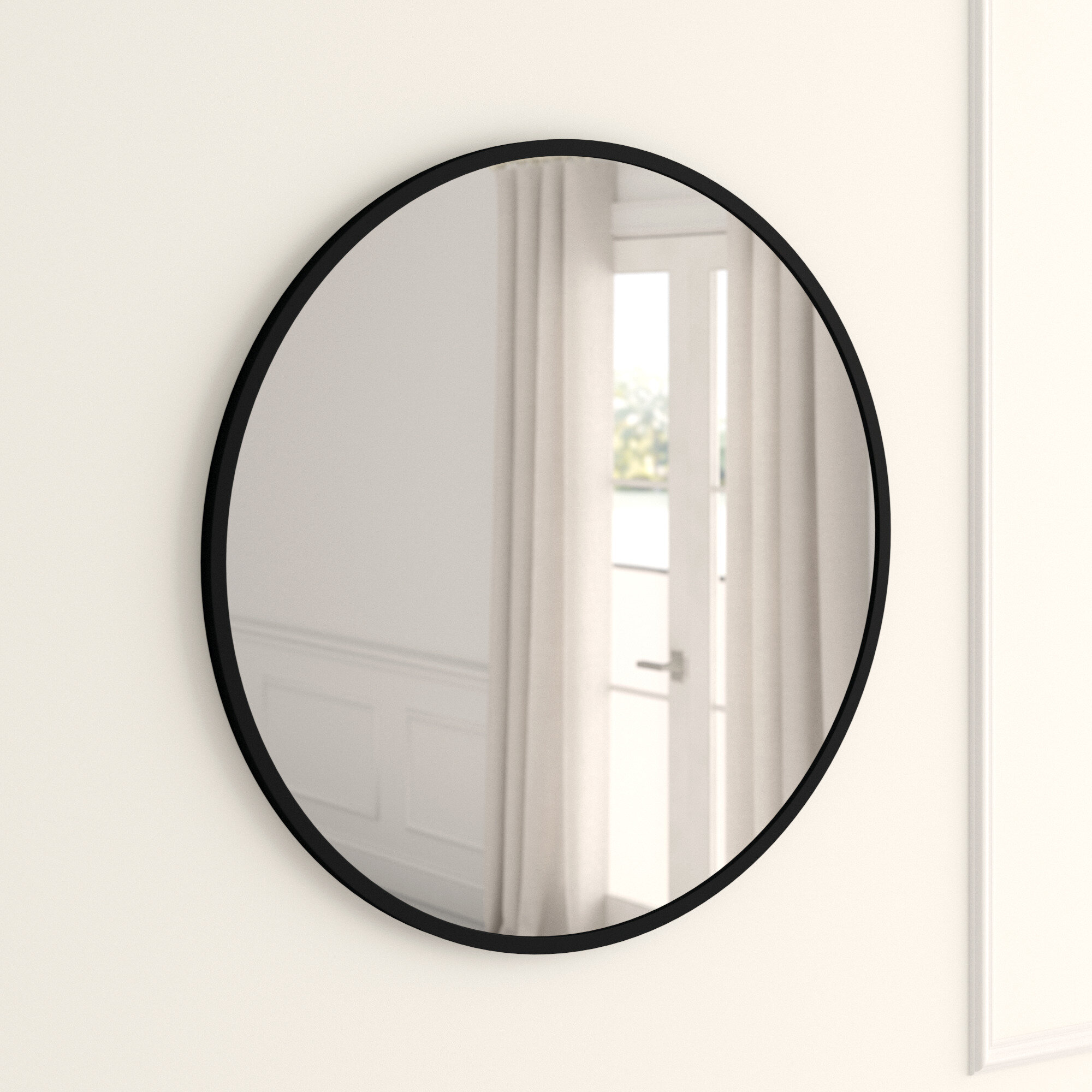  Umbra Hub Round Wall Mirror with Rubber Frame, Modern Decor for  Entryways, Washrooms, Living Rooms and More, 24-Inch, Black : Home & Kitchen