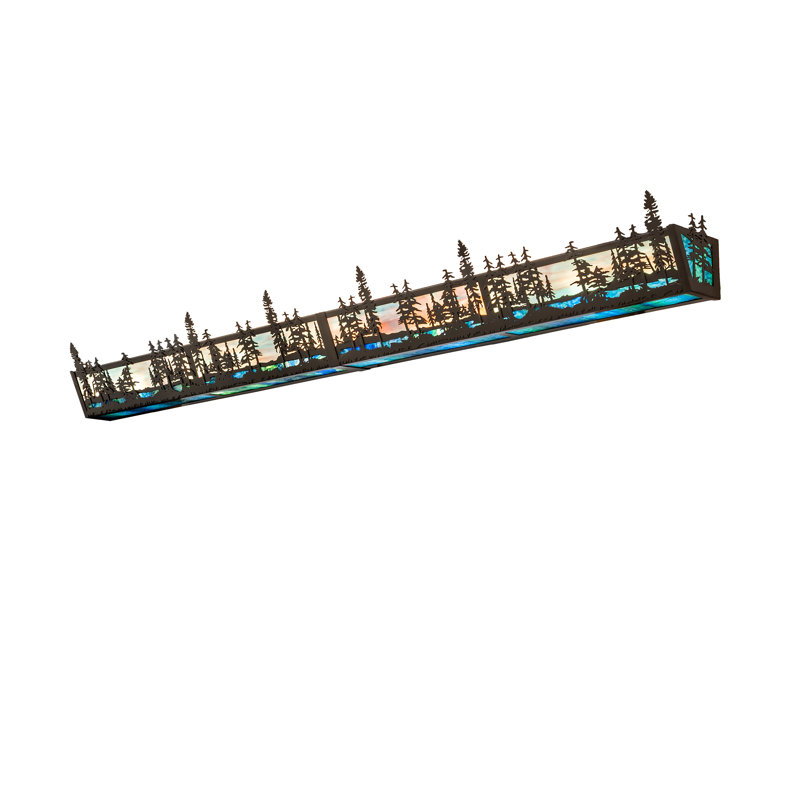 Rustic Lodge 4 - Light Bath Bar, 7" H x 36" W x 7" D, Blue/Green/Purple, Timeless Bronze