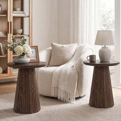 Petite table de bout ronde en bois massif, table d'appoint Farmhouse pour le salon, la chambre à coucher