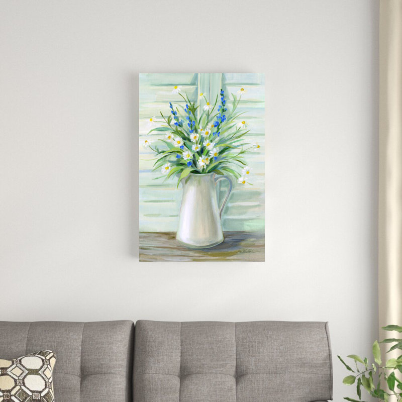 «Cottage Windowsill» par Silvia Vassileva - peinture sur toile tendue, H 30 po x l 20 po x P 1,25 po