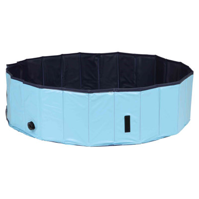 TRIXIE Splash Pool for Dogs, Foldable Playpen, Bathtub with Drain and Carrying Bag, Blue