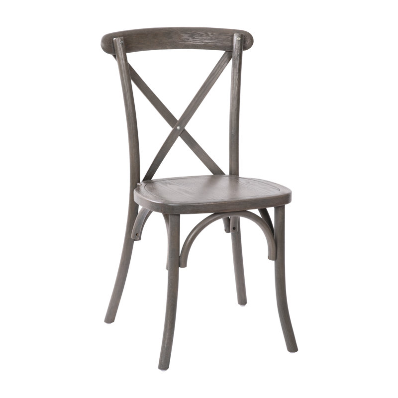 Arquit Stackable Cross-Back Wooden Bistro Chair, Gray, 1