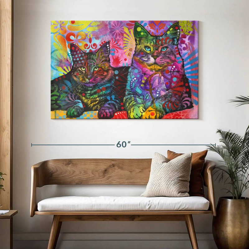 Deux chats, H 32 po x l 48 po
