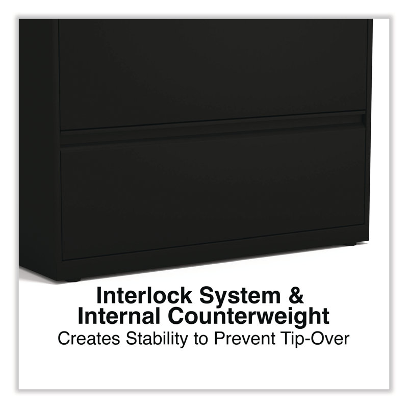 Black Steel 3-Drawer Lockable Lateral File Cabinet