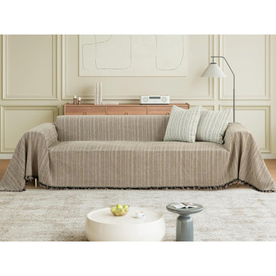 Washable Chenille Sofa Cover With Tassels, Waterproof Slipcover For Sectional And L-Shaped Couches, Soft Thicken Furniture Protector