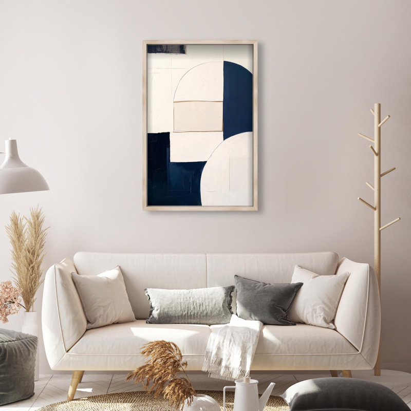 Oliver Gal Sunset Serenity IV Abstract - Luxury Shadowbox Framed Wall Art, 47" H x 32" W, Cream