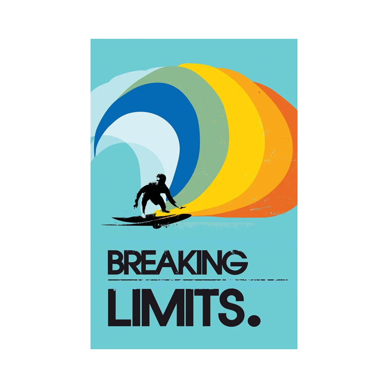 Breaking Limits Surf Art - Wrapped Canvas Graphic Art - Wrapped Canvas Print, 66.04 cm H x 45.72 cm W