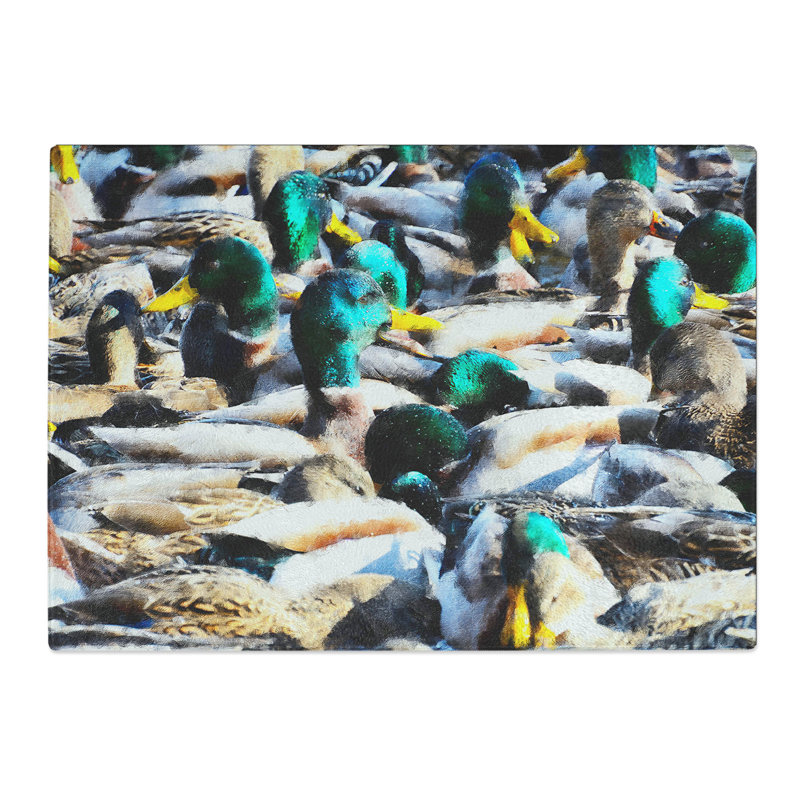 Mallard Ducks Painting Chopping Board, 0.4cm H x 28.5cm W x 39cm L