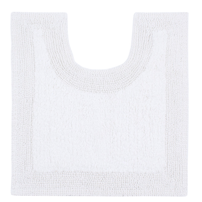 Bruss Luxury 100% Cotton Contour Bath Mat 20"x20" Reversible, White