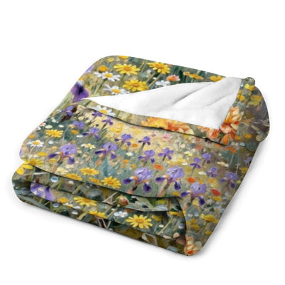 Autumn Wildflower Luxury Flannel Throw Blanket, Soft Warm Fuzzy Blanket for Living Room Sofa Bed Home Decor