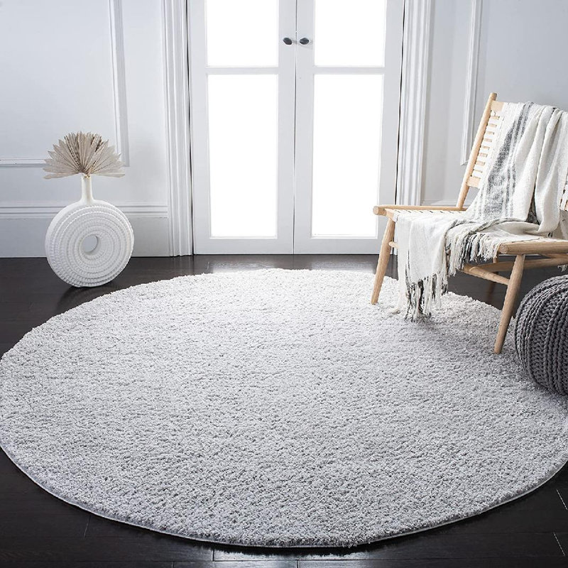 Tapis à poils longs Aidoo, Rond 6 pi 7 po