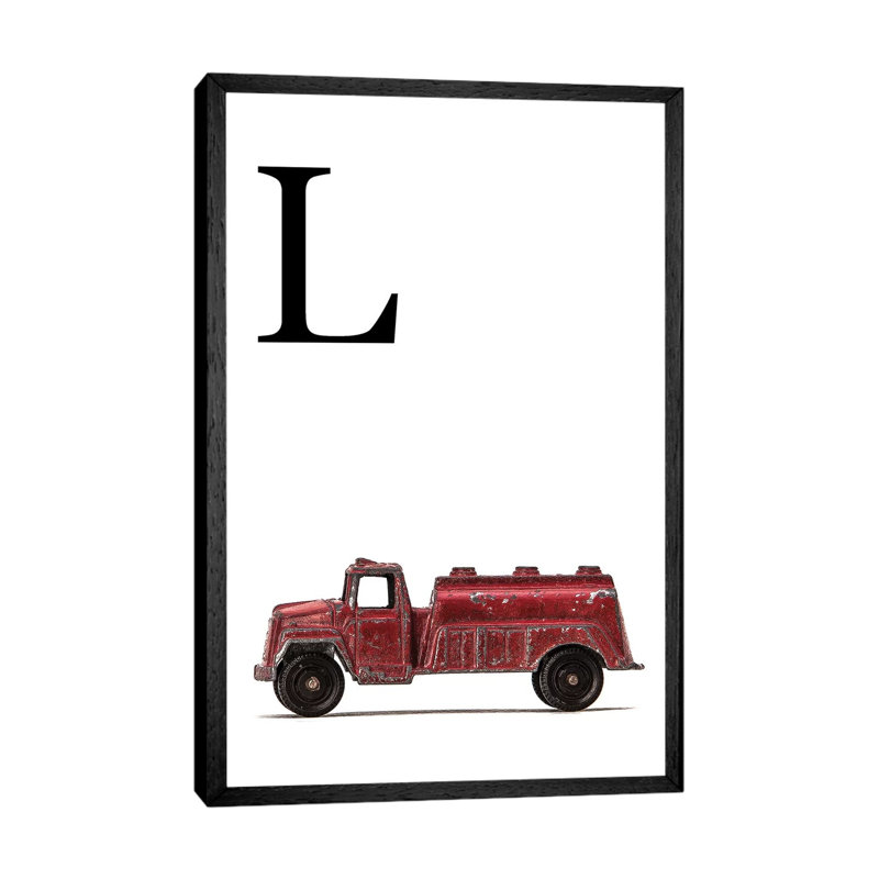L Water Truck White Letter - Print on Canvas, 101.6 cm H x 66.04 cm W, Black Framed