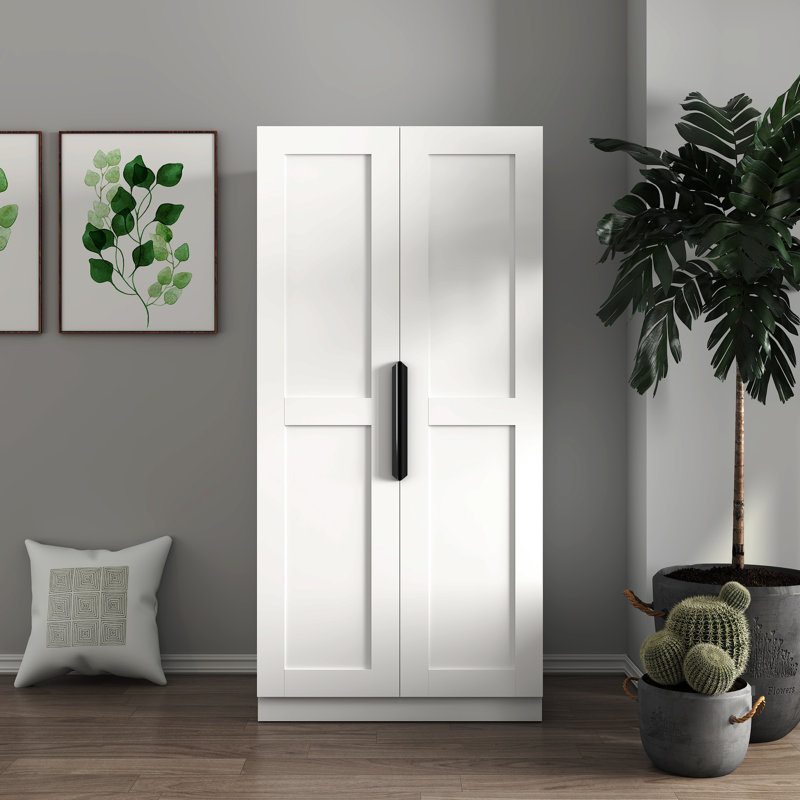 Armoire blanche autoportante de 63,85 po avec tablettes - ajoute du rangement et du style à votre armoire de cuisine décorative, multifonctionnelle pour une maison soignée et soignée, convient au style rétro moderne
