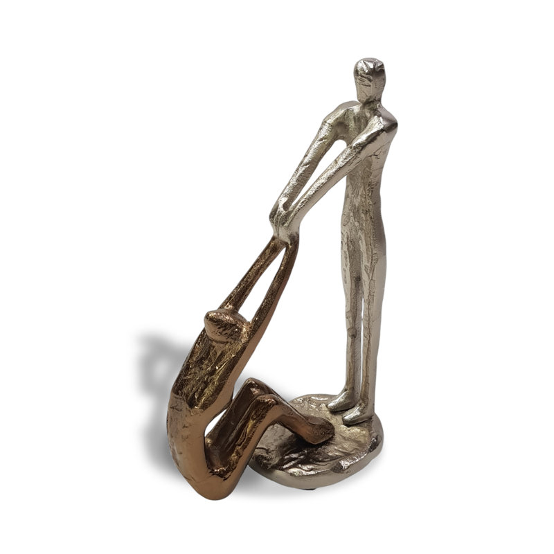 Gold Aluminium Helping Hands Sculpture - Abstract Figurine for Home Accessories - Symbolic Decorative Ornament - 25cm