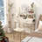 Makeup Vanity Set with LED Round Mirror, Vanity With Built-In Outlet and Two Drawers-557469301