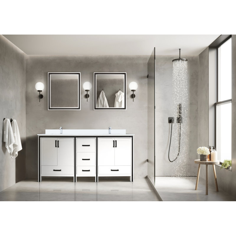 Meuble-lavabo double blanc 72 po X P 22 po D, 72", Blanc