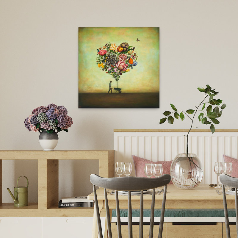 Art botanique urbain contemporain Big Heart, H 18 po x l 18 po