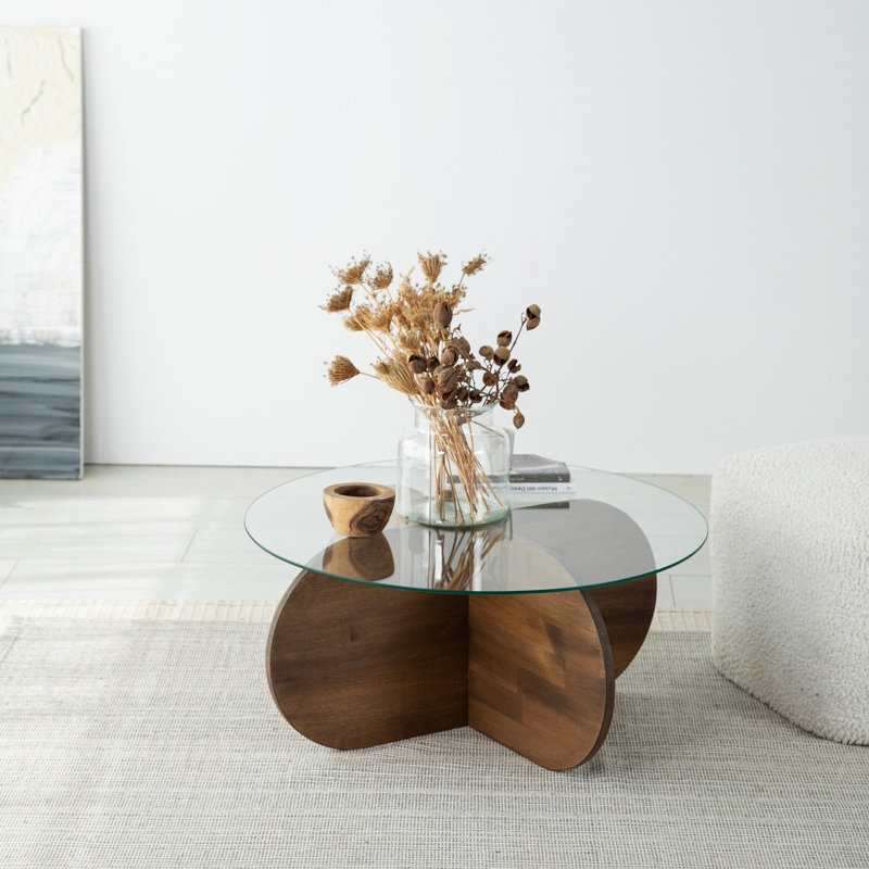 Glorias Coffee Table, Clear/Walnut