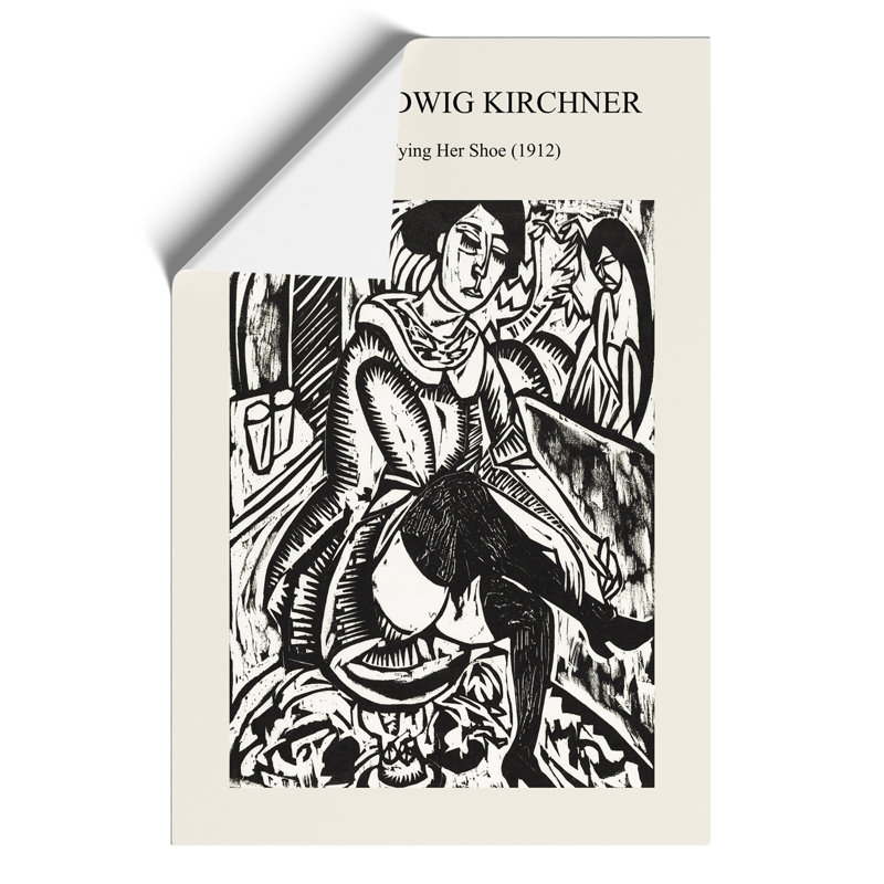 Woman Tying Her Shoe Print by Ernst Ludwig Kirchner - Frameless Print, 30cm H x 21cm W x 0.1cm D
