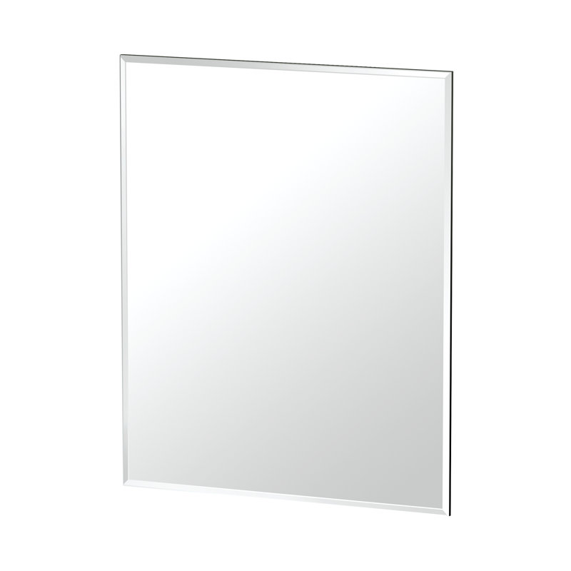 Flush Mount Frameless Beveled Wall Rectangle Mirror | Mount Landscape or Portrait, 24" H x 19.5" W