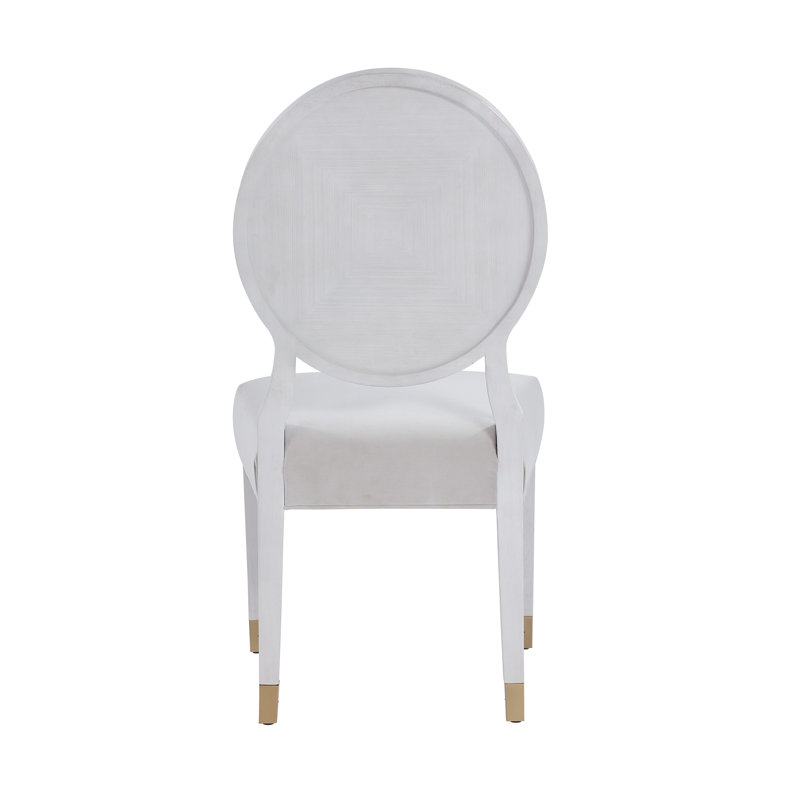 Gray Velvet Pearl Upholstered Side Chair with Wood Frame