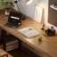 Bureau rectangulaire en bois massif brun noisette-521771675