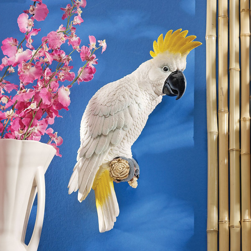 Sulphur-Crested Cockatoo White and Yellow Polyresin Wall Sculpture
