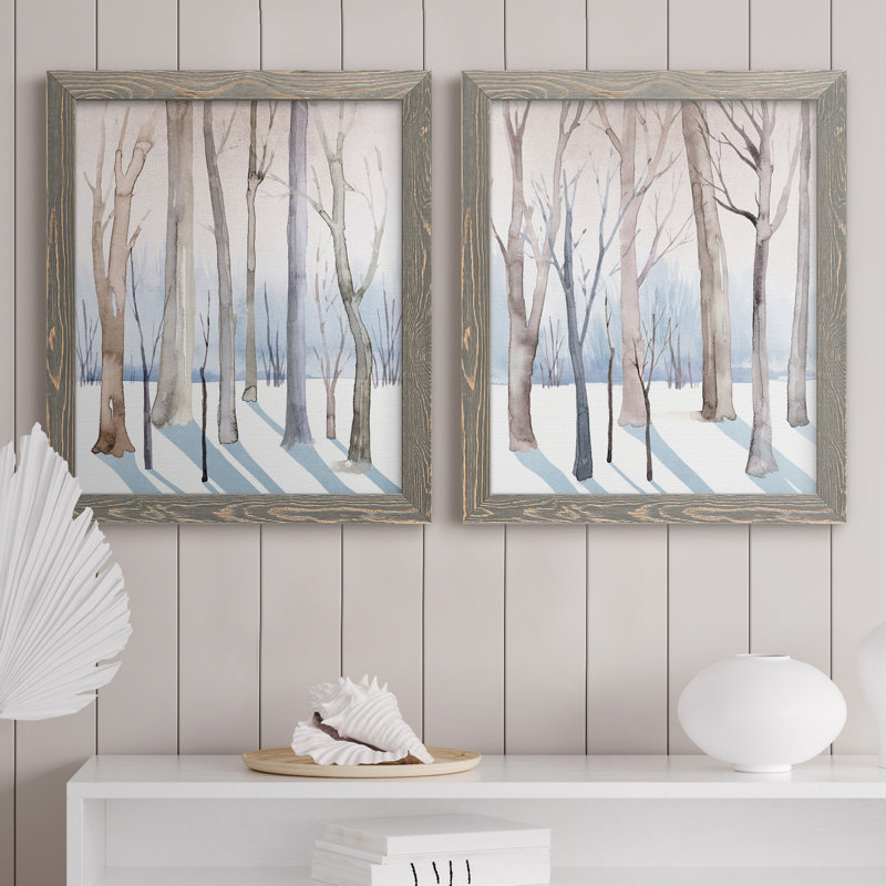 «Woodland Whisper I», ensemble de 2 reproductions d'art sur toile, H 20 po x l 17 po x P 1 po, Toile avec cadre gris