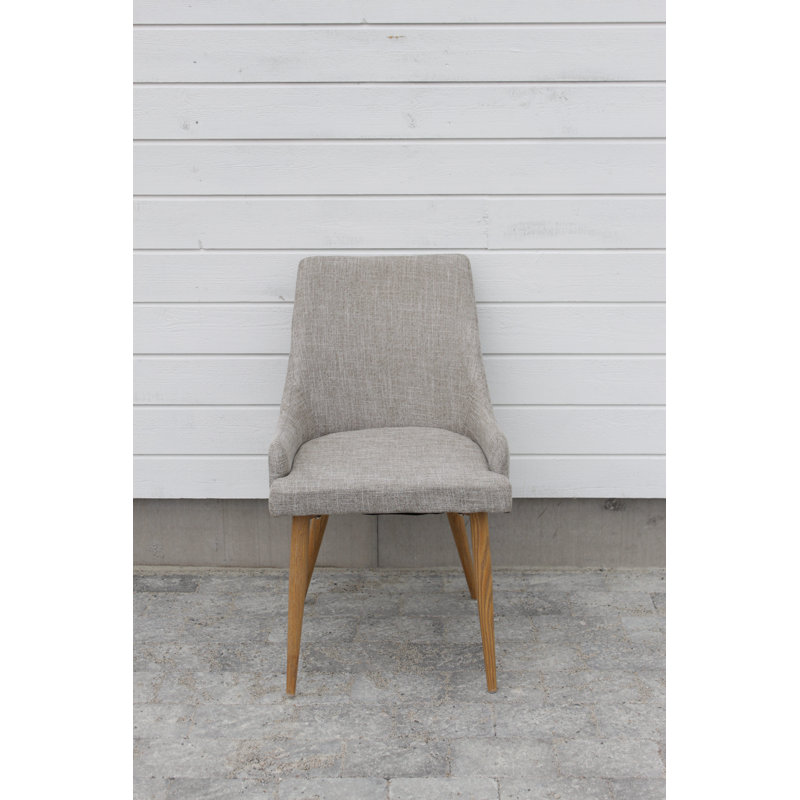 Metzger 46cm H Polyester Blend Upholstered Side Chair, Light Grey, Oak