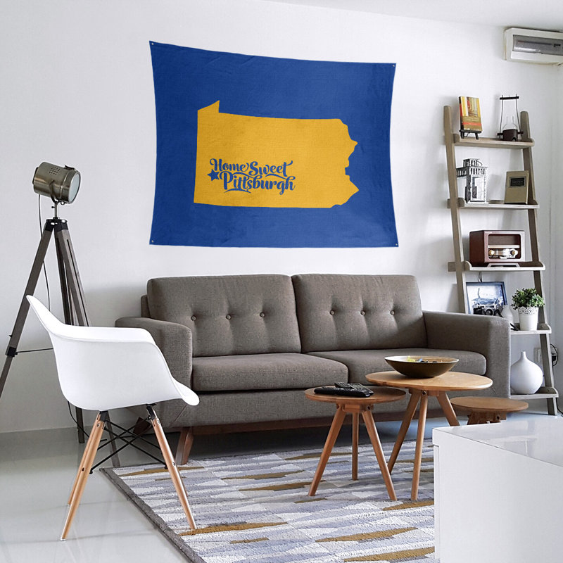 Tapisserie de Pittsburgh en Pennsylvanie, H 88 po x l 104 po, Bleu / Jaune