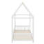 Lit de style maison en bois avec barrière de sécurité et éclairage DEL