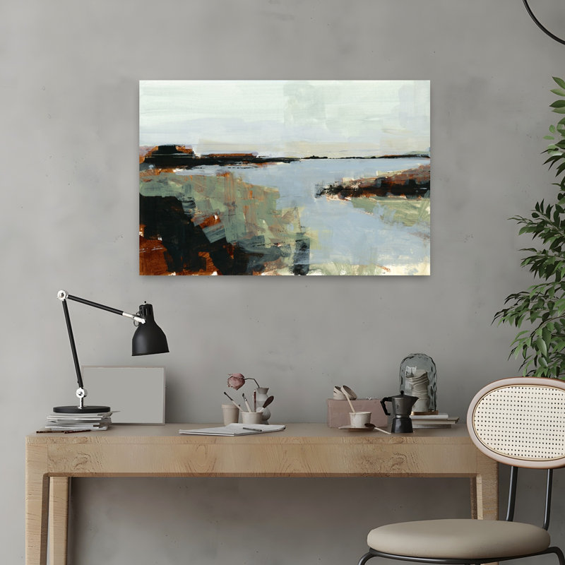 Art mural de paysage abstrait contemporain contemporain, H 24 po x l 16 po
