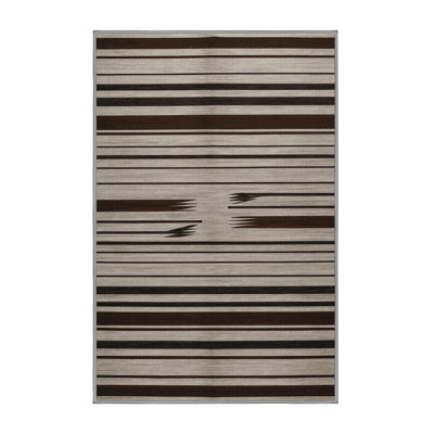 Tapis lavable rayé brun foncé Greige