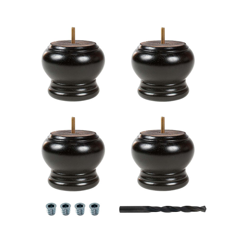 Espresso Stained Rubberwood Bun Foot Sofa Legs Pack of 4