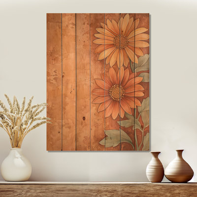 Velours symphonie de marguerite II - tournesols, art mural sur bois de pin naturel