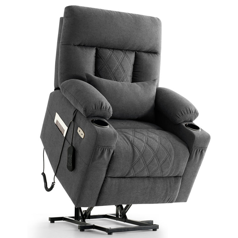 Three Motor Power Lift Recliner Chair With Adjustable Headrest For Elderly, Electric Recliner With Massage & Heating, Cup Holders And Usb Port