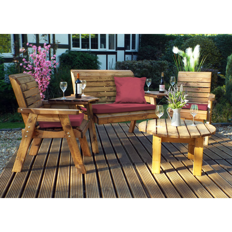Gagne 4 Seater Sofa Set, Burgundy