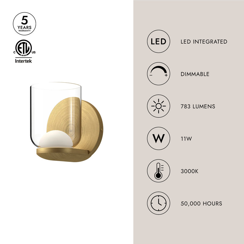 Cedar 1 - Light LED Armed Sconce, Black