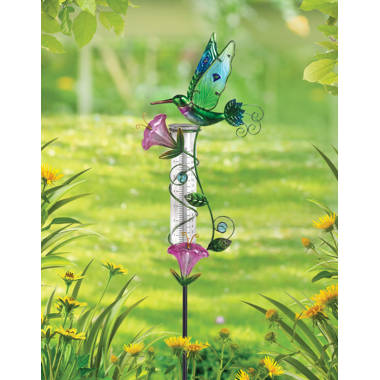 Capri Rain Gauge Garden Stake Purple Butterfly