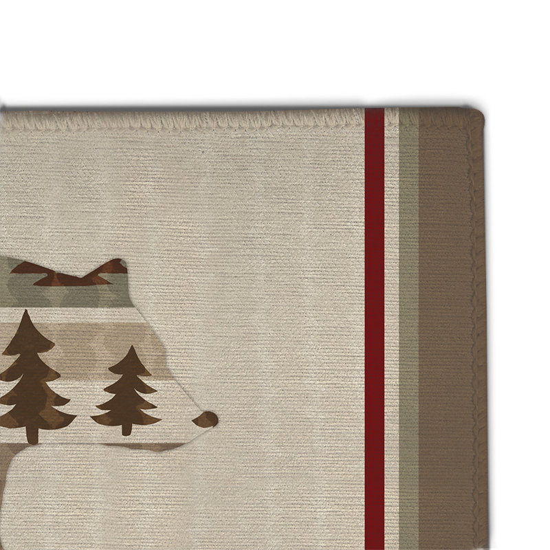 Tribal Lodge Bear Welcome Chenille Indoor Rug, Rectangle 2' x 3'