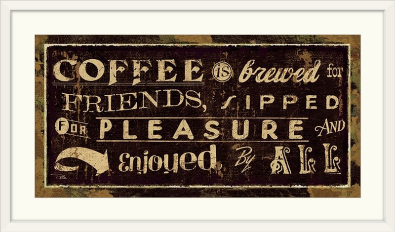 S iv-impression d’art textuel Coffee Quote, H 26 po x l 44 po x P 1 po, Cadre blanc