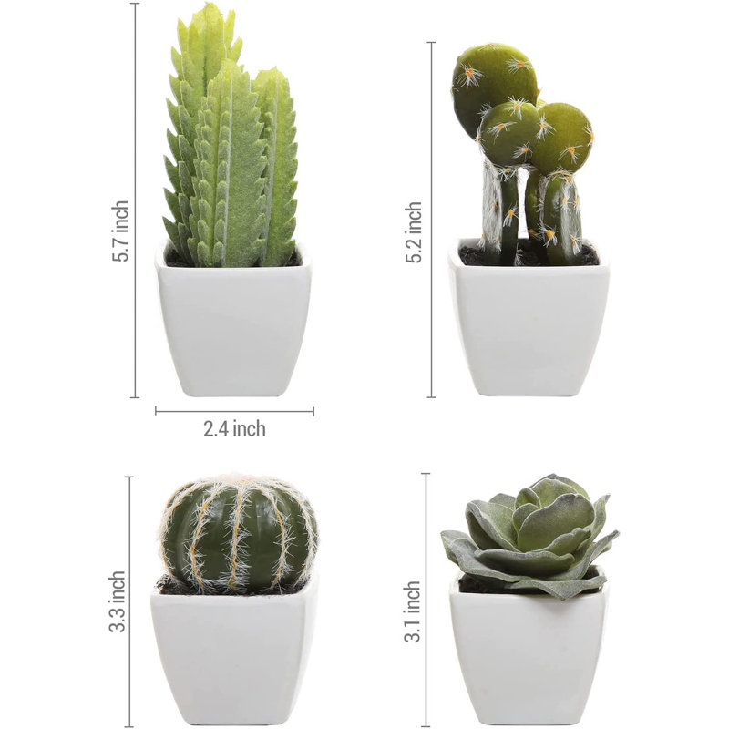 4 - Piece Artificial Succulent in Pot Set