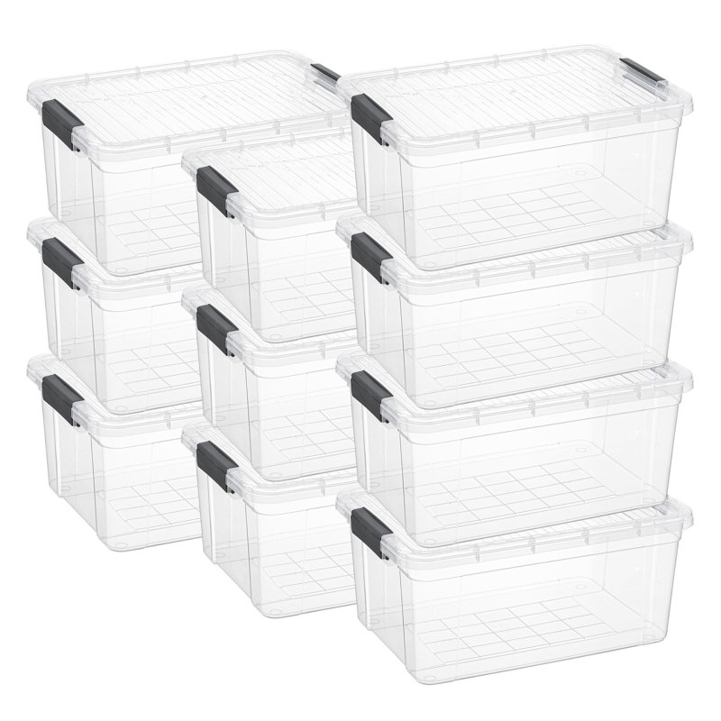  Clear Storage Box with Lid, 36 Quart Plastic Container Bins for Organizing, Stackable Crates, BPA Free, Non Toxic, Odor Free, Organizers for Home, Office, School, and Dorm,10 Pack