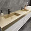 Meuble-lavabo mural blanc brillant de 104 po avec lavabo en acier doré Lux