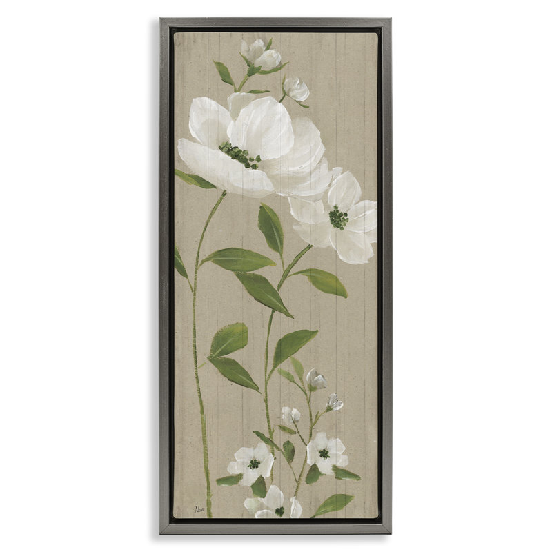  «Curved Poppy Blossoms», art mural encadré flottant par Nan, Cadre flottant gris lustré, H 25 po x l 11 po