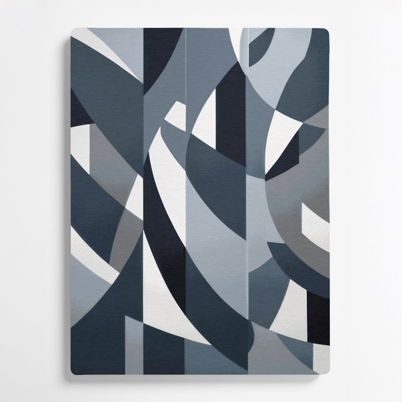 Abstrait formes 86, art mural gris en métal, H 16 po x l 20 po