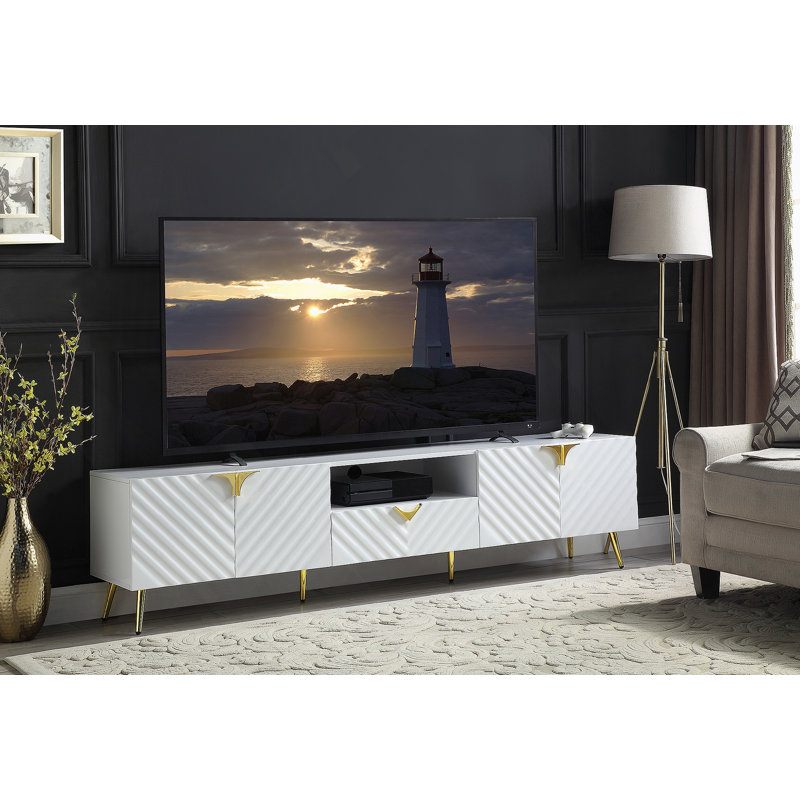High Gloss Finish TV Stand Stable Support, Multi-Functional Design