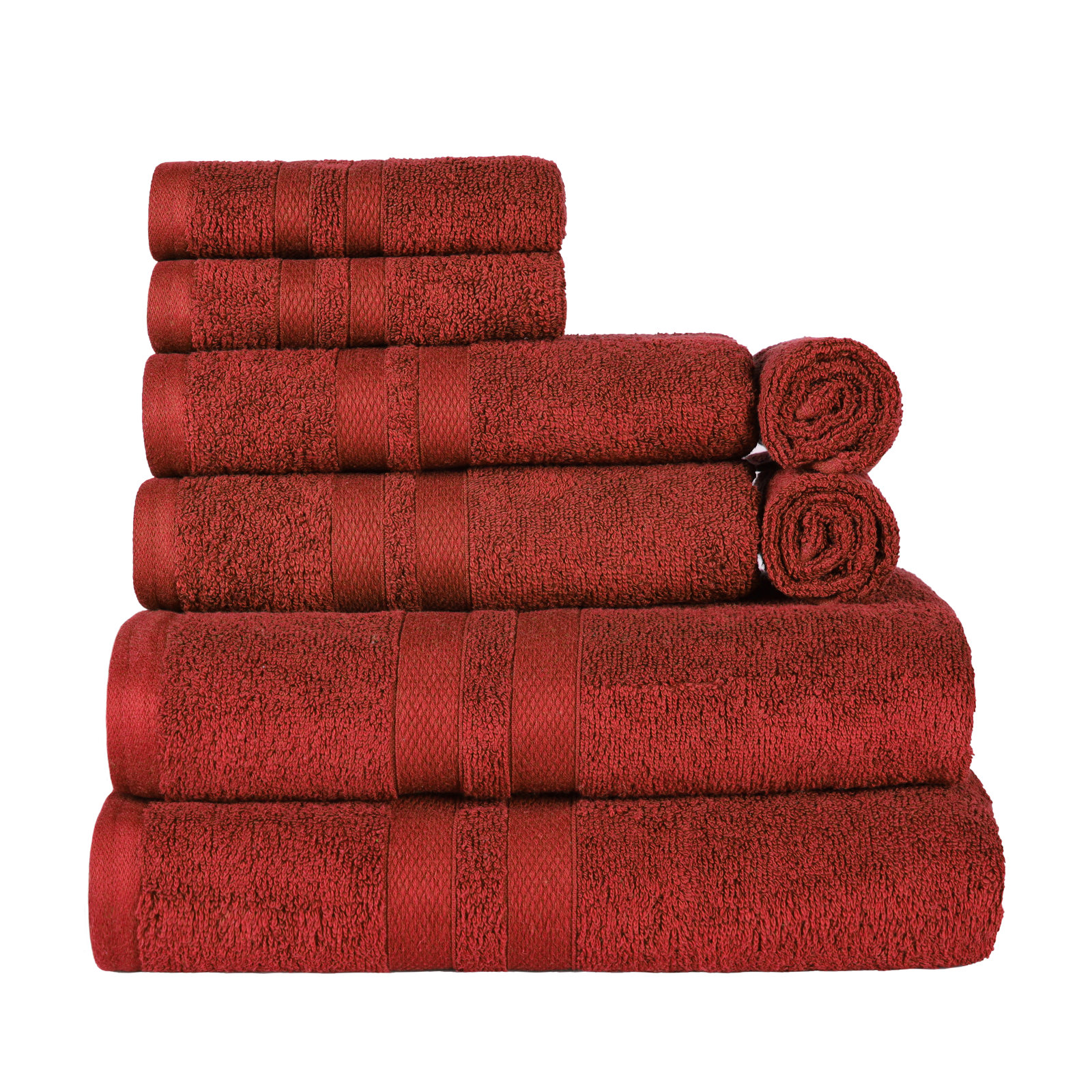 8-Piece Quick-Drying Cotton Towel Set, Maroon