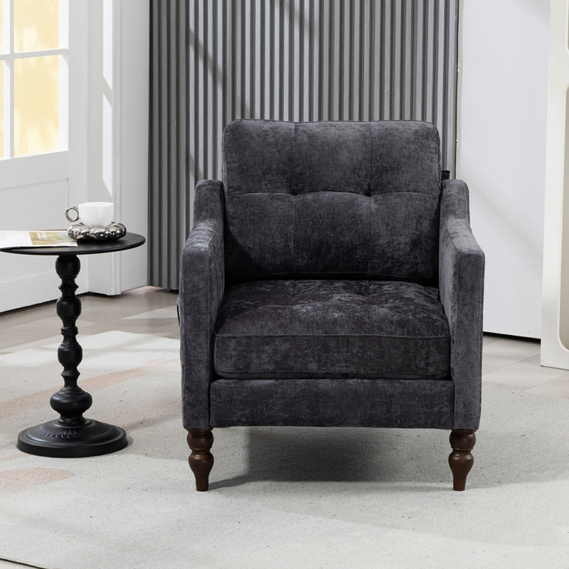 Fauteuil en chenille Accent, Gris foncé